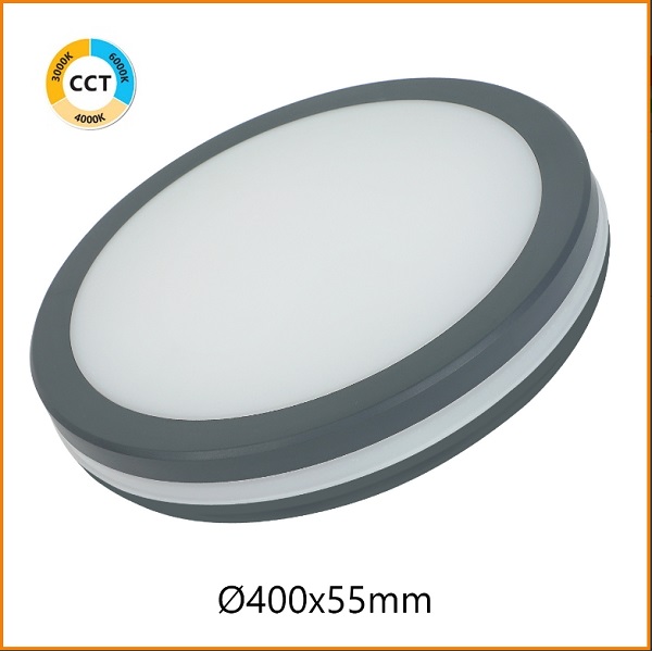 Plafoniera LED Rotonda Grigia 36w IP65 CCT 3600 Lumen